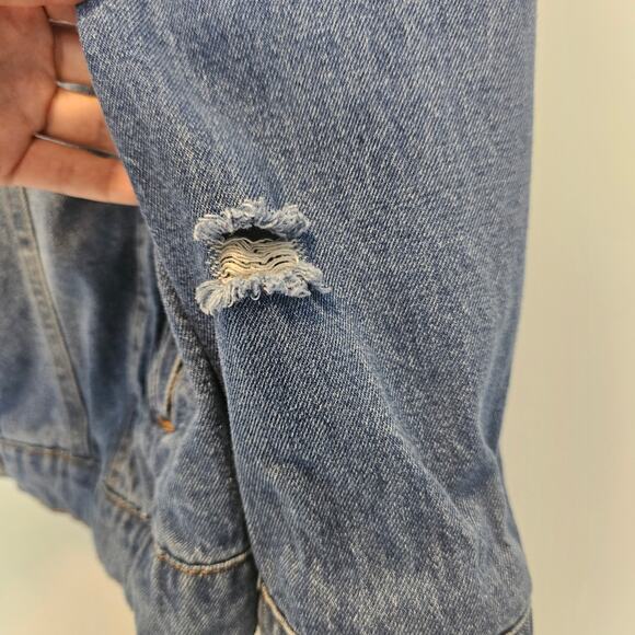 Black Label Blue Distressed Pocket Casual Pocket‎ Denim Jacket Size 1XL - Picture 8 of 9
